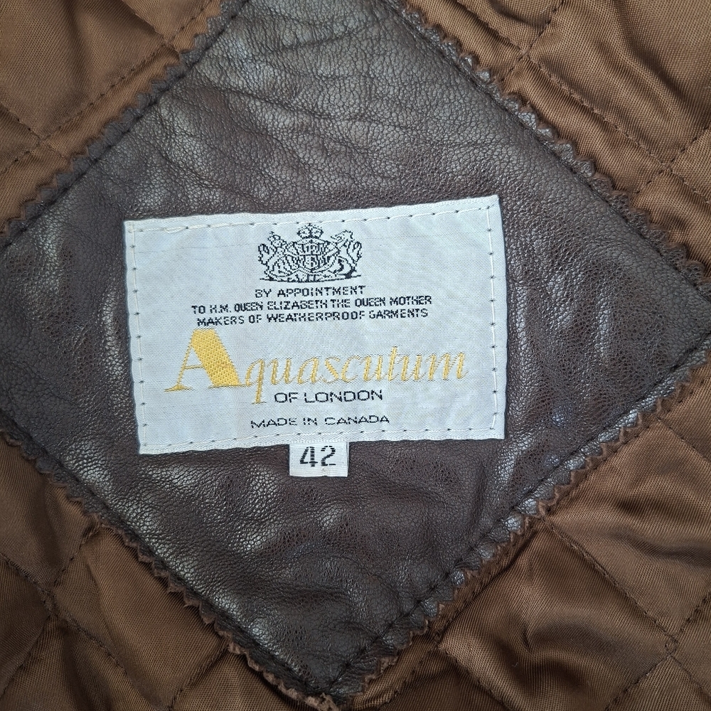 Vintage Aquascutum Of London Men's Brown Leather Jacket Coat Made In Canada - Picture 10 of 16